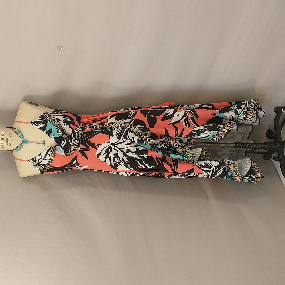 Flirty Wrap Sundress Ruffle Front Colorful Bright & Sexy Flying Tomato Dress SzM
